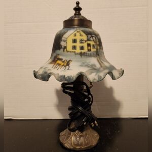 Currier and Ives Winter Scene Lamp From New York Museum Collection 2002